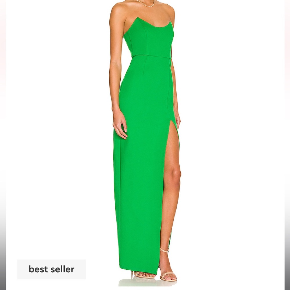 NWT Kelly Green Strapless Gown, superdown REVOLVE
